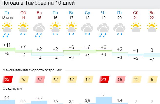 Погода тамбов сегодня карта